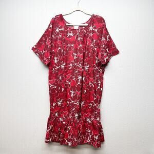 CW Classics Floral Red Babydoll Womens Dress 3X Cottagecore Dark Fairy Relaxed